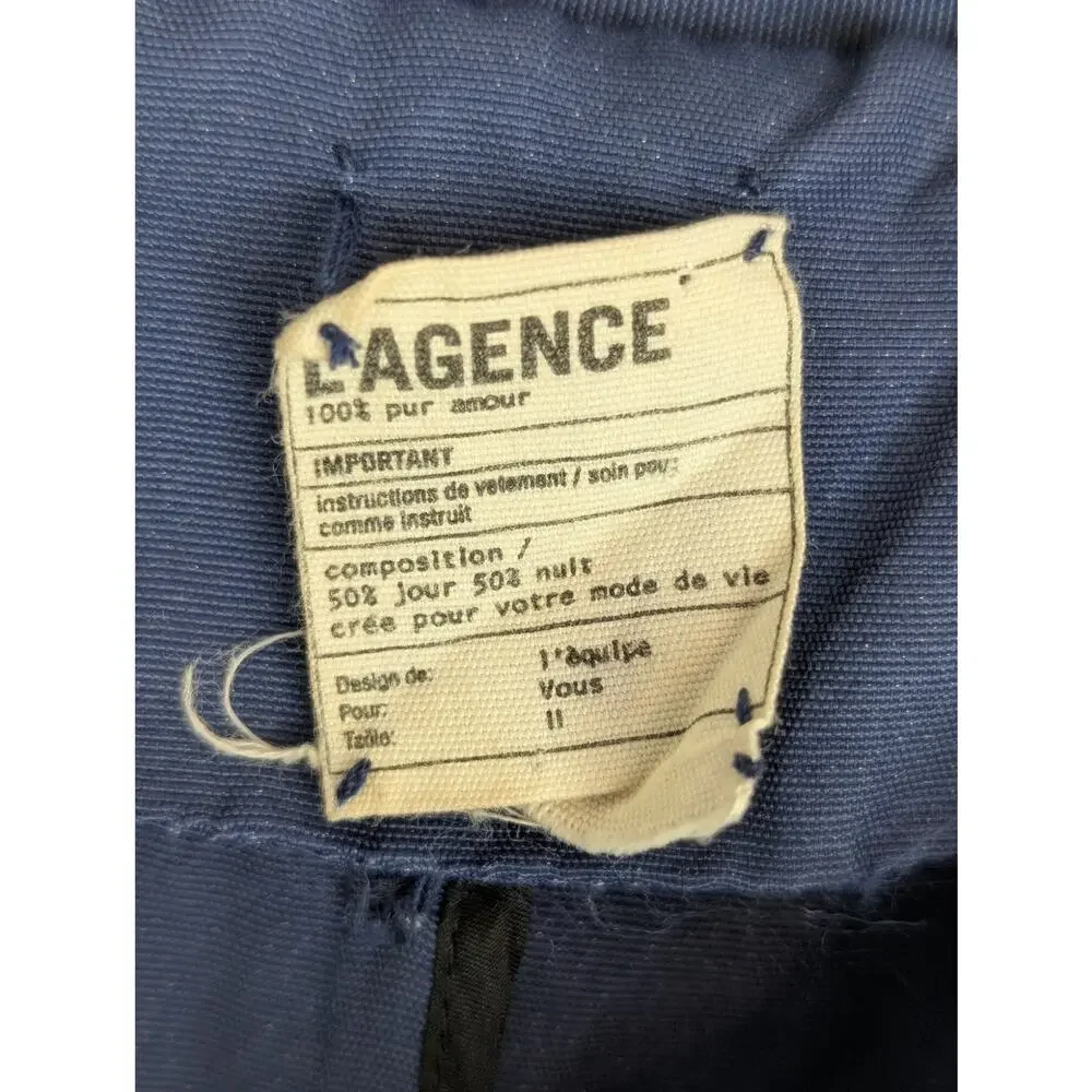 L'Agence Parka Jacket Metallic Utility Designer Luxury Pockets Blue Size M